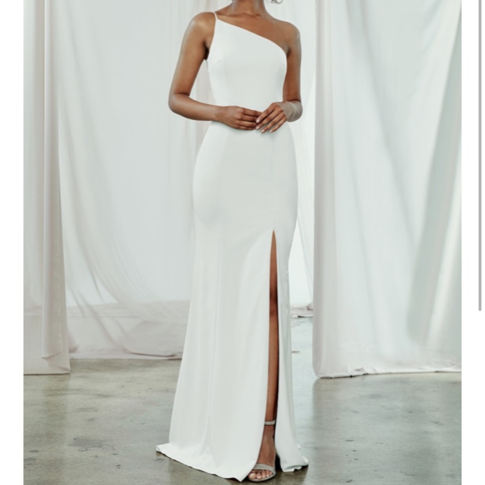 Ivory Amsale Sloan bridesmaid dress